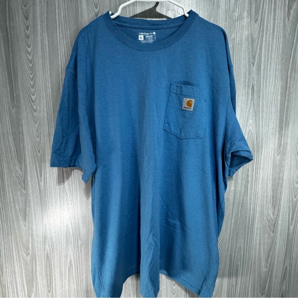 Carhartt Pocket T Shirt Loose Fit Blue Short Sleeve Heavyweight Men’s Size XL
